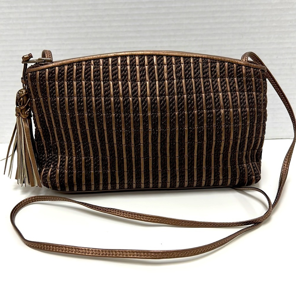 Sharif Women’s Bronze Woven & Leather Crossbody Bag